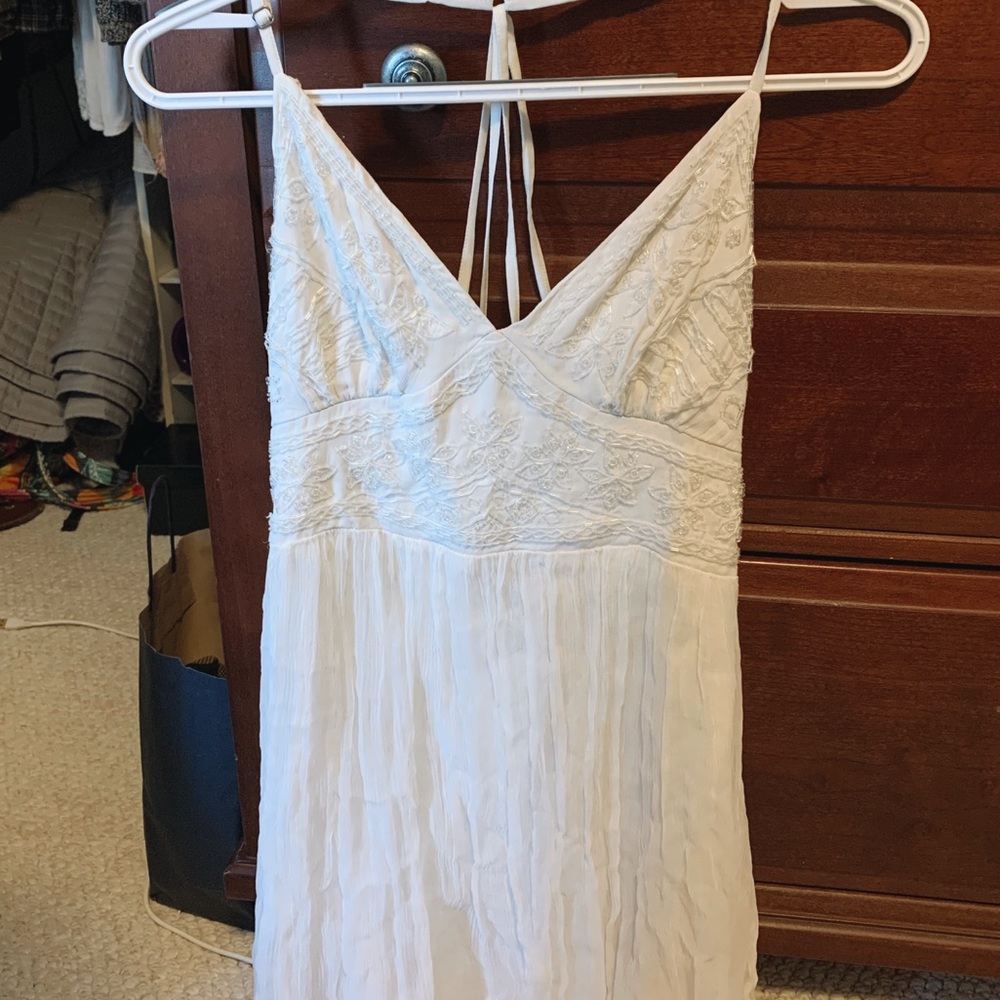 White embroidered mini sun dress